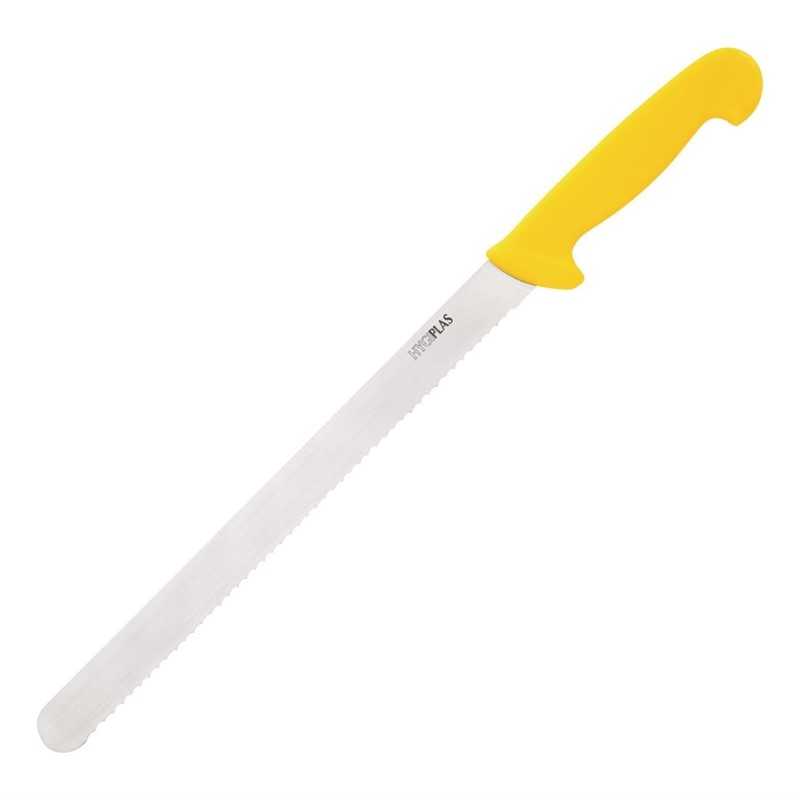 Couteau à trancher denté Hygiplas jaune 30cm FS